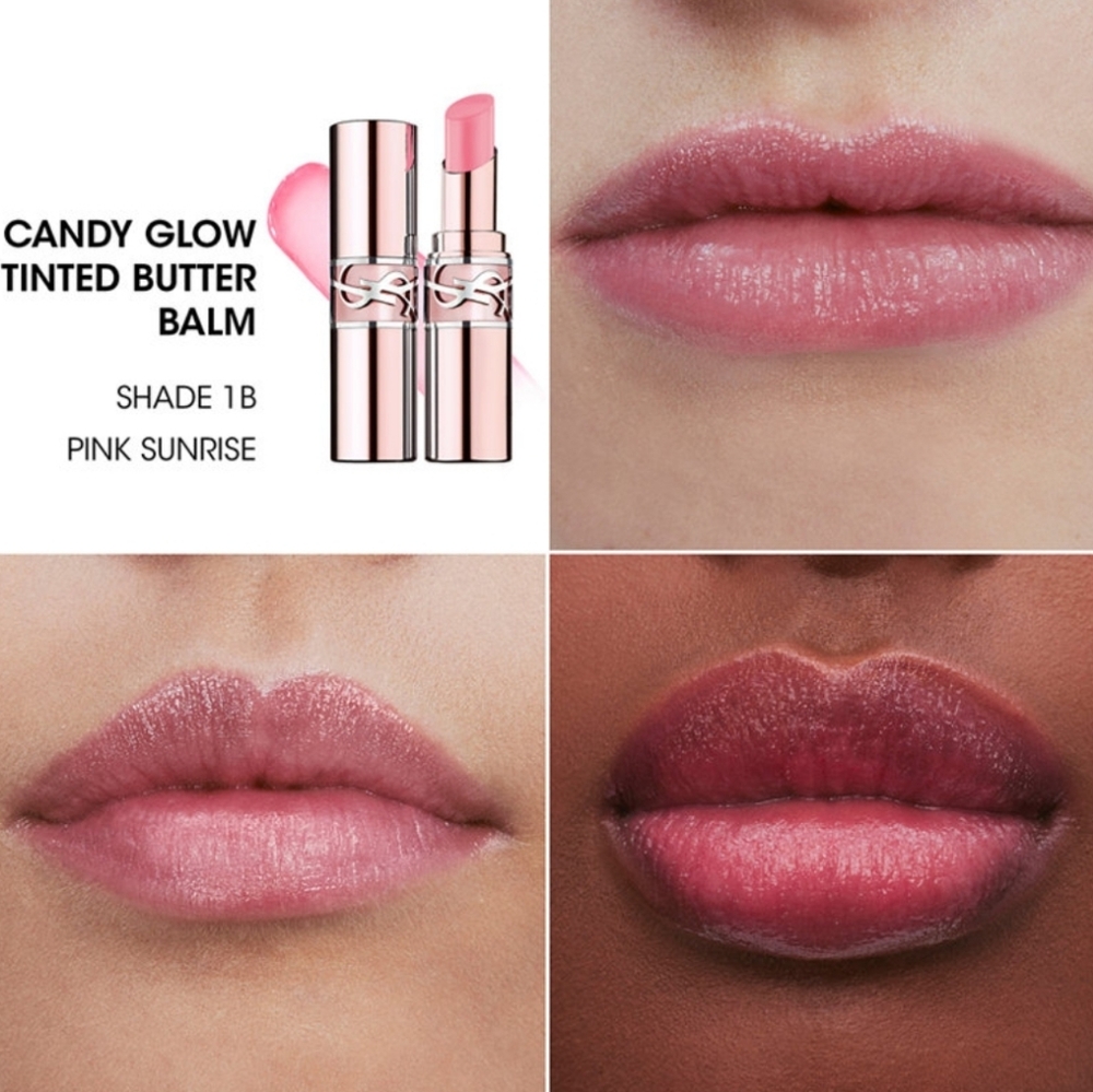YSL Candy Glow Sheer Shine Color & Care Lip Balm: Pink Sunrise (1B), .04oz, NIB - Picture 2 of 8